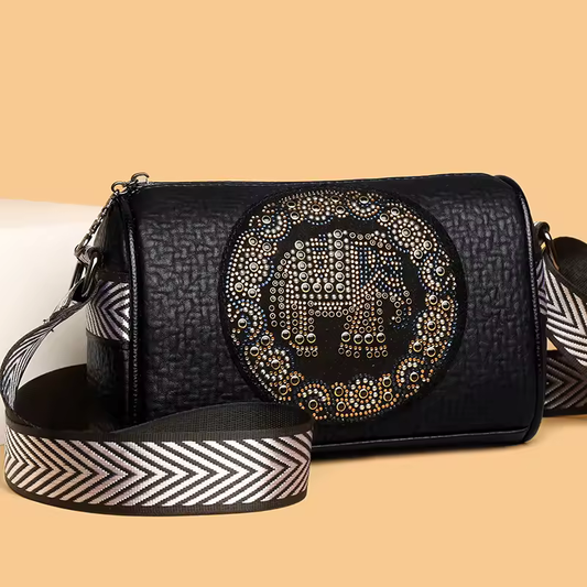 Black Barrel-Shaped PU Leather Shoulder & Crossbody Bag for Women – Soft & Stylish